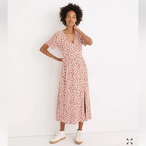 Madewell Clara midi v-neck short sleeve dress Size xs.